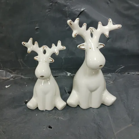 SET OF 2 CERAMIC DEER ORDAINMENTS 