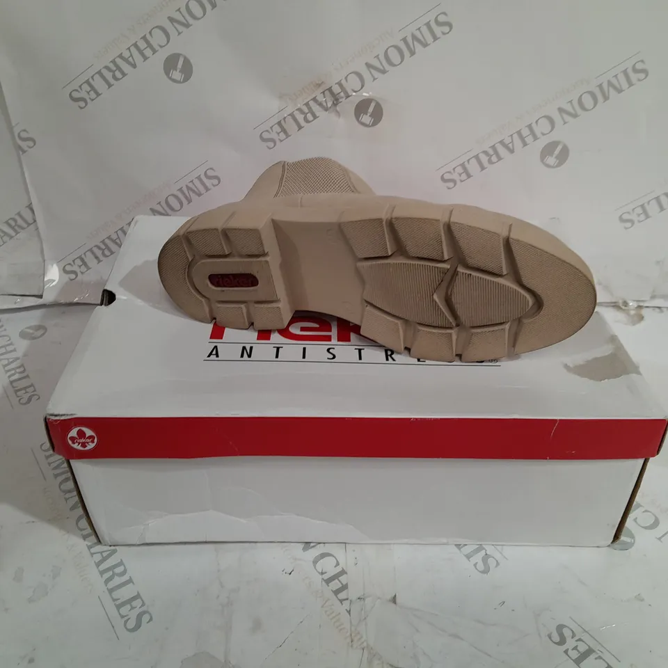 BOXED RIEKER CHUNKY ANKLE BOOTS, OFF WHITE - SIZE 6