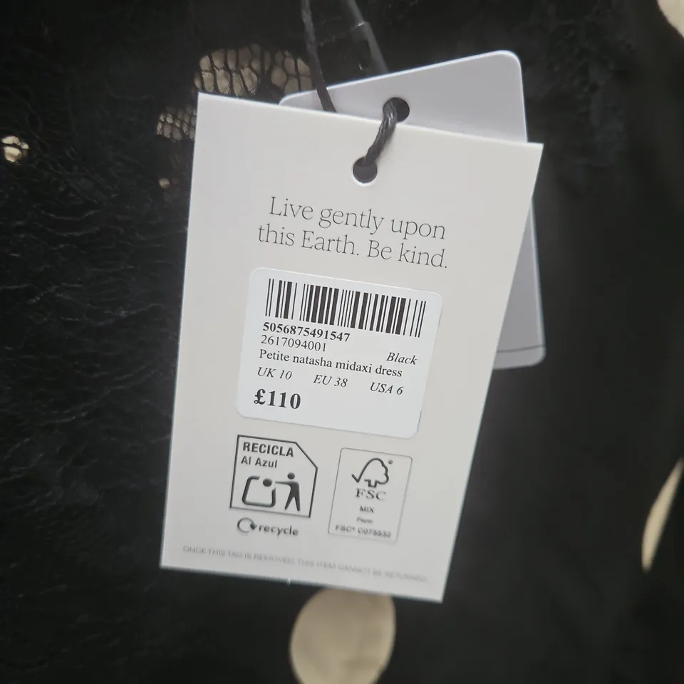 NOBODYS CHILD PETITE NATASHA MIDAXI DRESS IN BLACK - UK 10