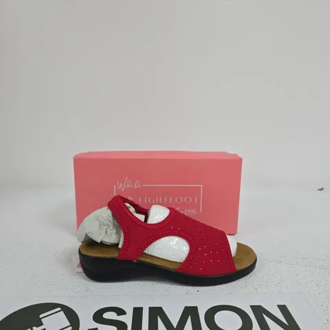 DR LIGHTFOOT WIDE FIT RED STUDDED SANDALS β WOMENβS SIZE UK 6