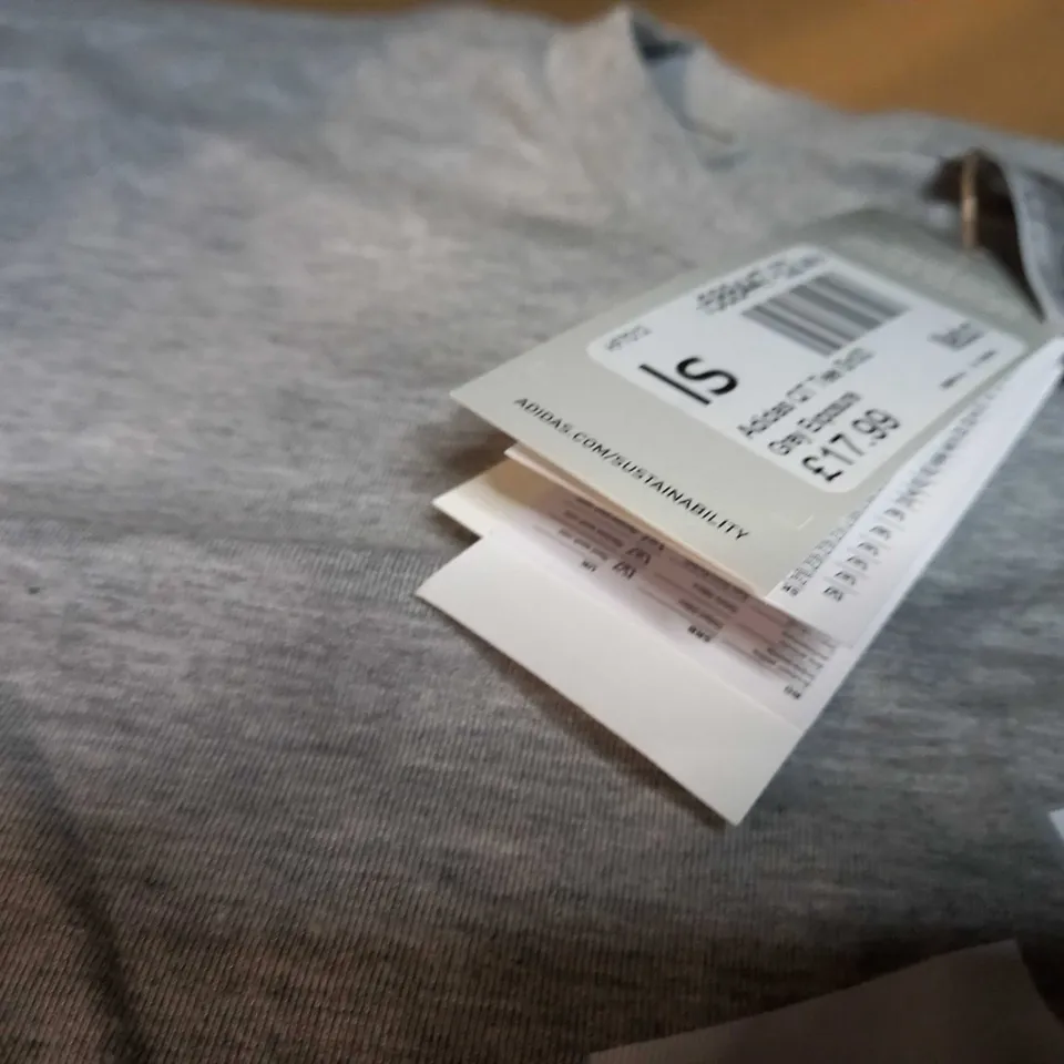 ADIDAS GREY MARL/LOGO TEE - MEDIUM