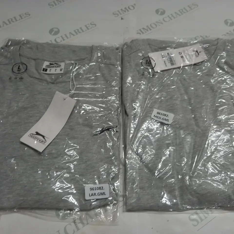 LOT OF 2 SLAZENGER GREY T-SHIRTS - M & L