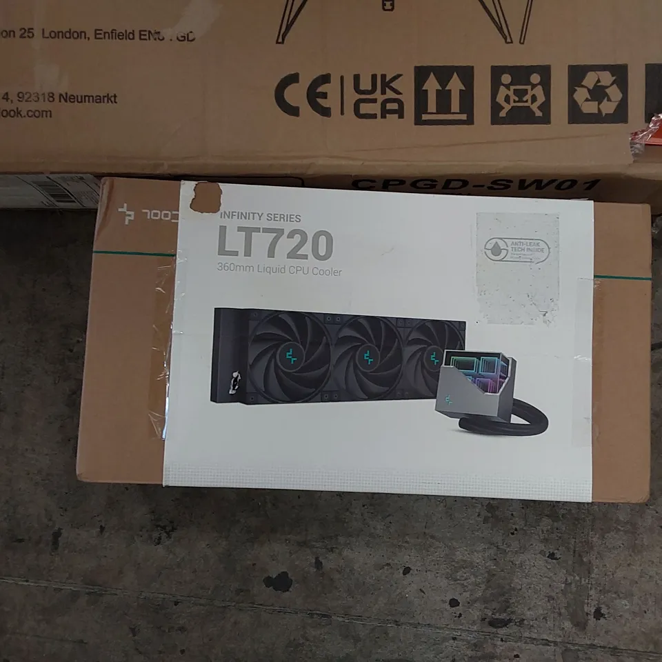 PALLET OF ASSORTED ITEMS INCLUDING: 360MM LIQUID CPU COOLER, AUDIO TURNTABLE, CHILDREN'S SWING, WIRELESS SPEAKER STAND, PLAYHOUSES