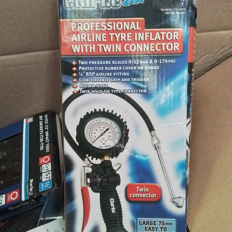 PROFESSIONAL AIRLINE TYRE INFLATOR WITH TWIN CONNECTOR – BOXED (VERIFY MODEL)