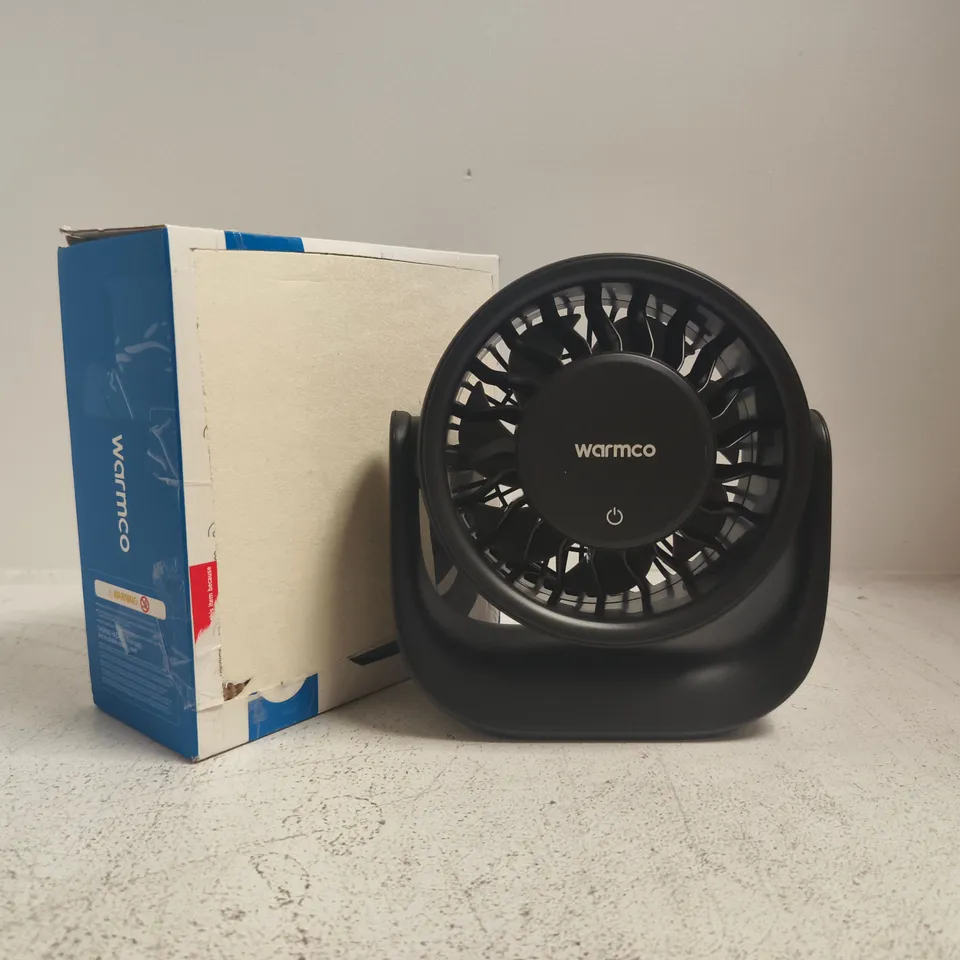 BOXED WARMCO DESKTOP FAN IN BLACK