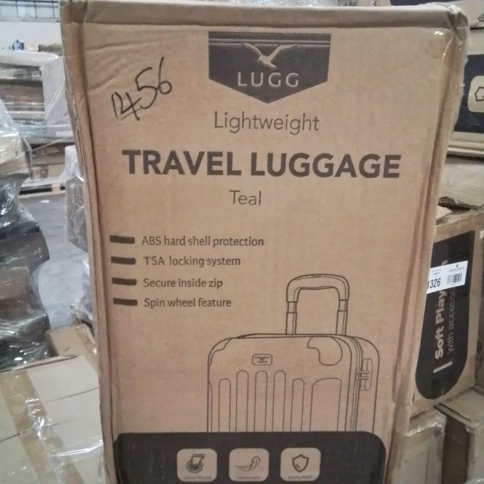 BOXED LIGHTWEIGHT TRAVEL LUGGAGE SUITCASE (TEAL)