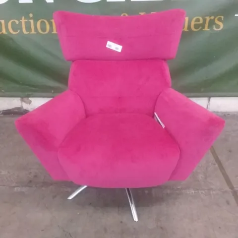 DESIGNER LOUNGE CO SWIVEL HOT PINK FABRIC ARMCHAIR