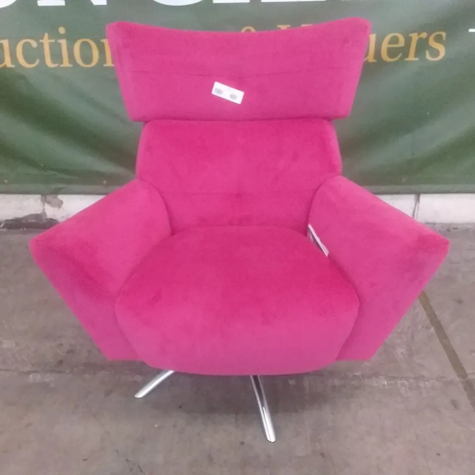 DESIGNER LOUNGE CO SWIVEL HOT PINK FABRIC ARMCHAIR 