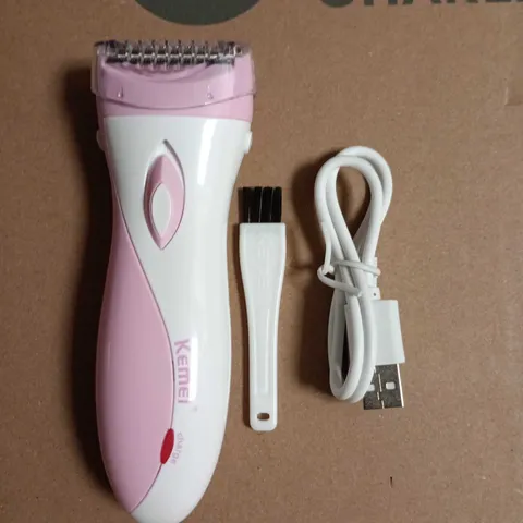 KEMEI PINK & WHITE CORDLESS HAIR TRIMMER – RECHARGEABLE 
