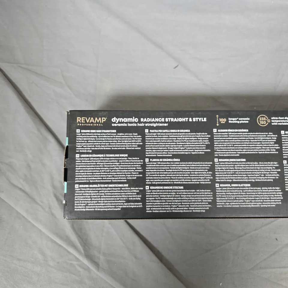 REVAMP PROFESSIONAL DYNAMIC RADIANCE STRAIGHT & STYLE CERAMIC IONIC HAIR STRAIGHTENER – BOXED