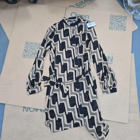 IZABEL LONDON BROWN AND BLACK BLOUSE/DRESS UK SIZE 12