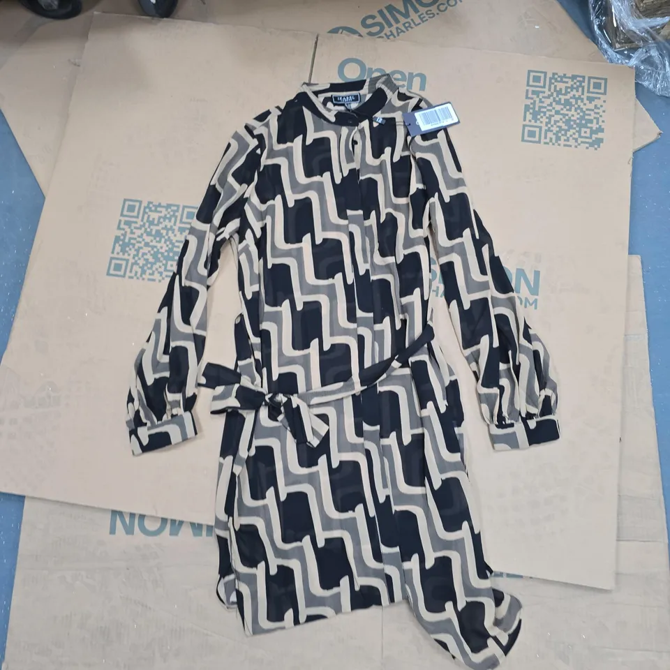 IZABEL LONDON BROWN AND BLACK BLOUSE/DRESS UK SIZE 12