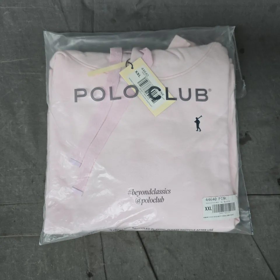 POLO CLUB WOMEN'S FLEECE REGULAR FIT HOODIE SWEATSHIRT IN PINK SIZE XXL