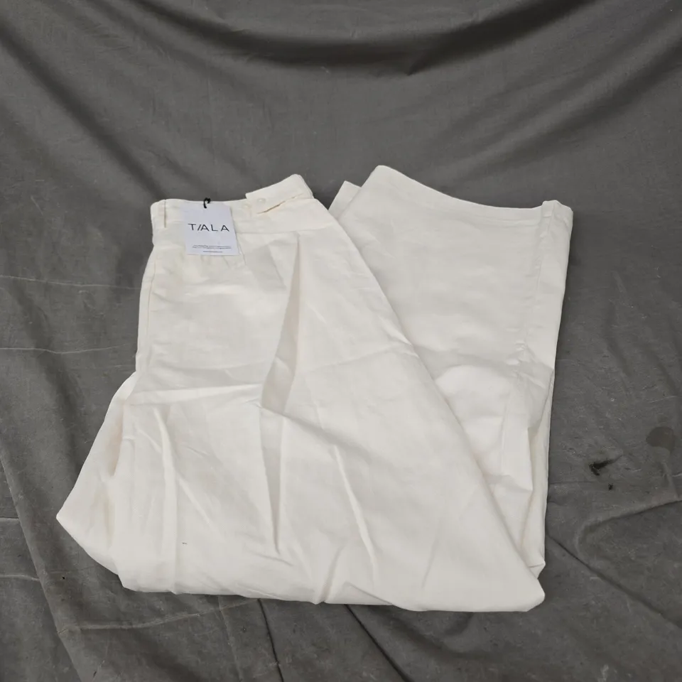 TALA WIDE LEG LINEN TROUSERS IN COCONUT MILK SIZE L