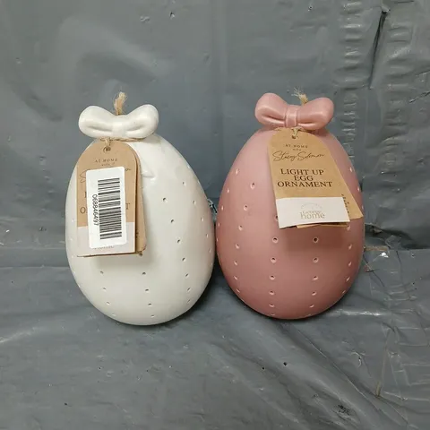 BOX OF APPROX 8 LIGHT UP EGG ORNAMENTS IN WHITE/PINK - COLLECTION ONLY