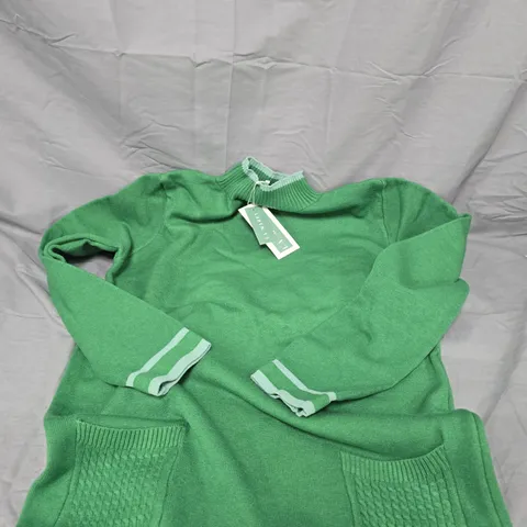 Lamarey Green Knit Sweater with Front Patch Pockets – Size SM