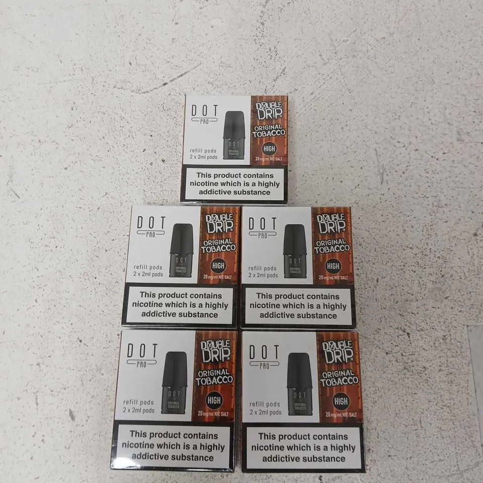 BOX OF APPROXIMATELY 55 ASSORTED E-CIGARETTES AND COMPONENTS TO INCLUDE: DOT PRO REFILL PODS (DOUBLE DRIP)(TOBACCO)