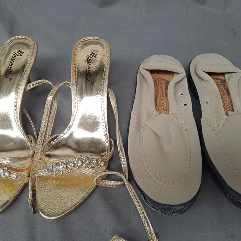 BOX OF APPROXIMATELY 10 ASSORTED PAIRS OF SHOES IN VARIOUS COLOURS, STYLES, AND SIZES