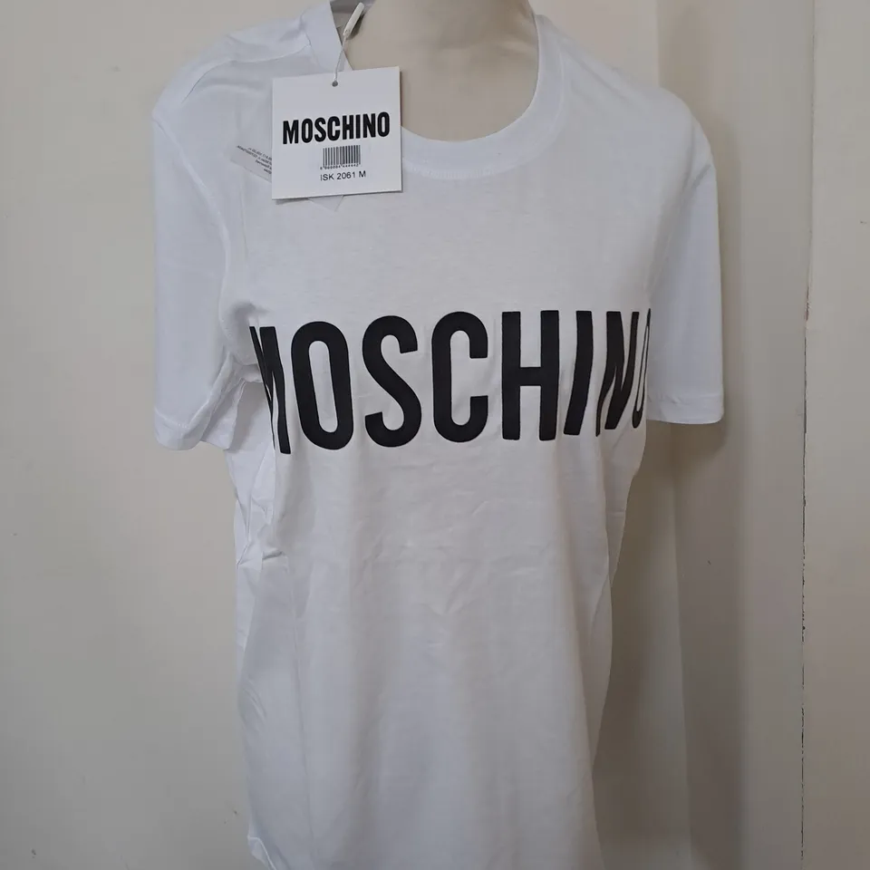 MOSCHINO CASUAL LOGO T-SHIRT IN WHITE SIZE M