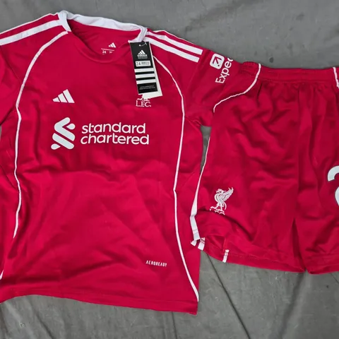 KIDS LIVERPOOL FC ADIDAS FOOTBALL KIT – DIOGO JOTA 20, SLIM FIT, UK 24, RED