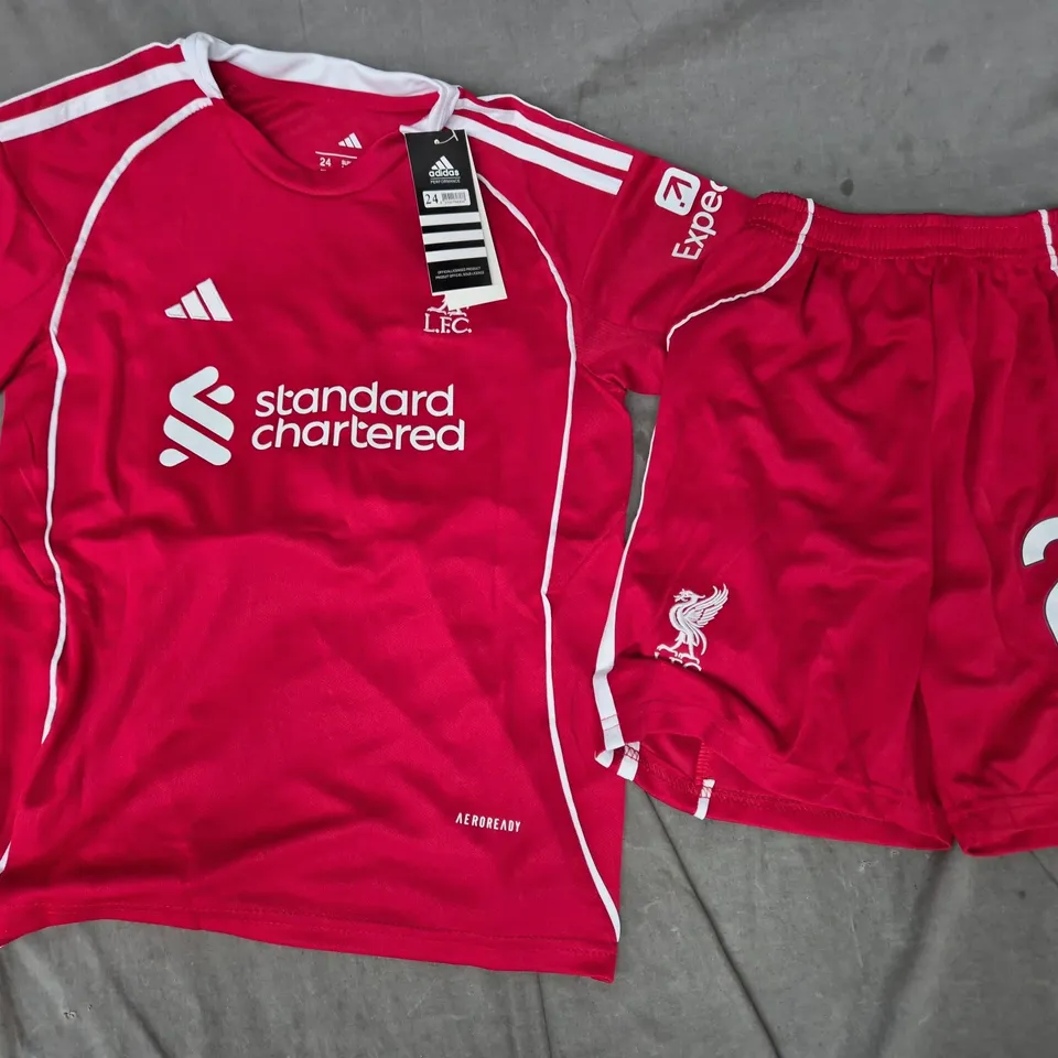 KIDS LIVERPOOL FC ADIDAS FOOTBALL KIT – DIOGO JOTA 20, SLIM FIT, UK 24, RED