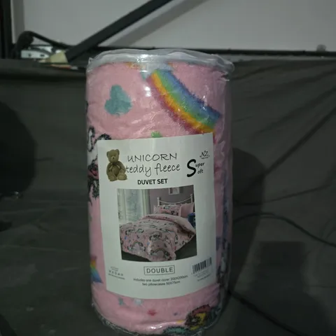 UNICORN TEDDY FLEECE DUVET SET – DOUBLE