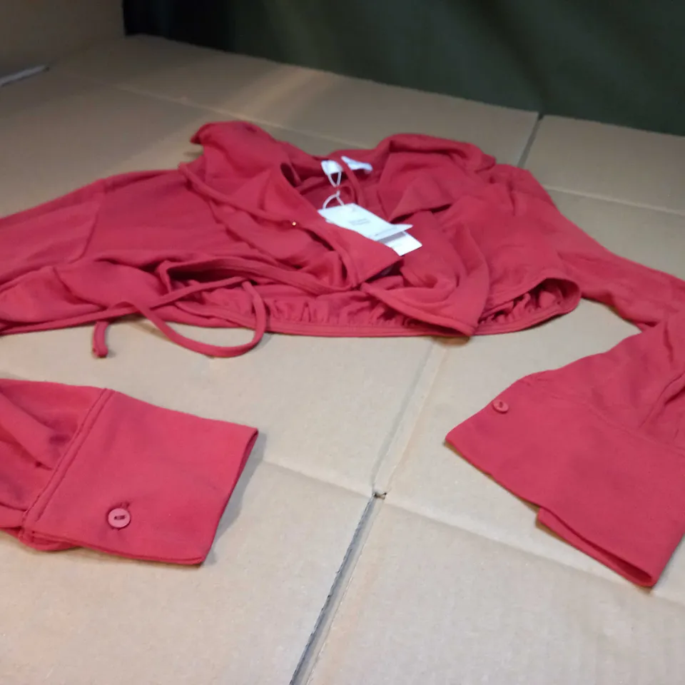 MNG BURNT ORANGE TIE FRONT CROPPED TOP - MEDIUM