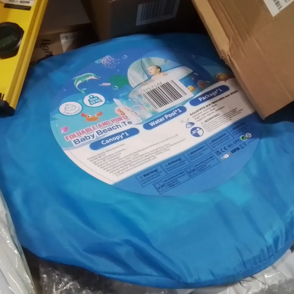 PALLET CONTAINING VARIOUS ASSORTED BOXED HOUSEHOLD ITEMS TO INCLUDE: STANLEY SPIRIT LEVELS, BABY BEACH TENT, KIDS FOOTBALL GOALS, BREAD MAKER, PRESSURE WASHER AND LOTS MORE UNMARKED BOXED ITEMS 