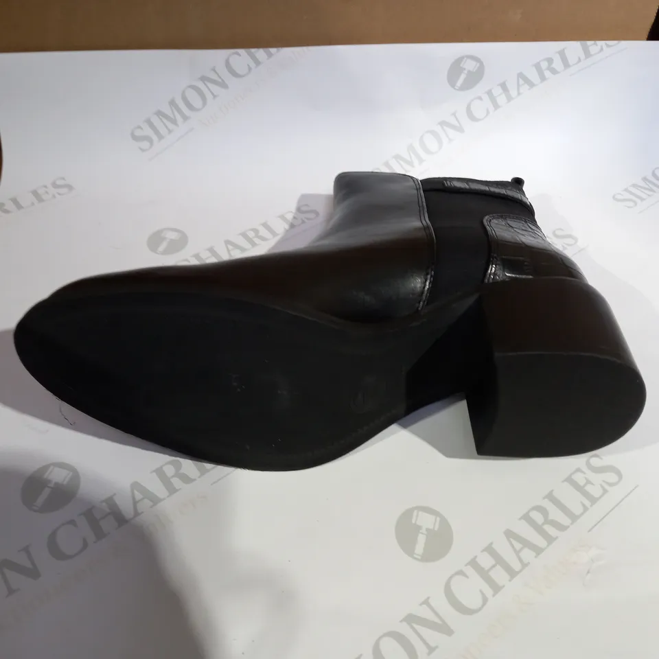 DUNE POETIC BLOCK HEEL BUCKLE ANKLE BOOTS - BLACK - UK 5