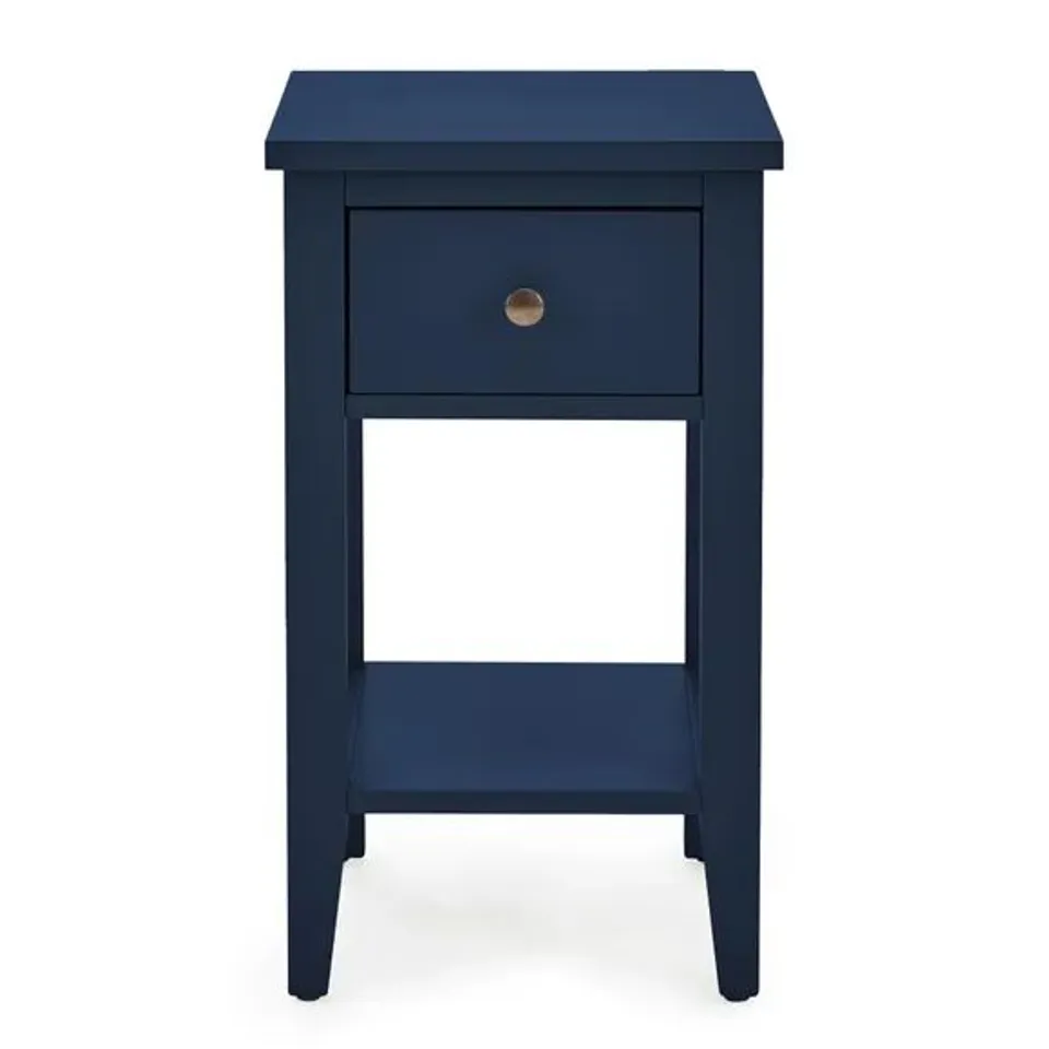 BOXED LYNTON COMPACT BEDSIDE IN NAVY - H55 X W32 X D35 CM 