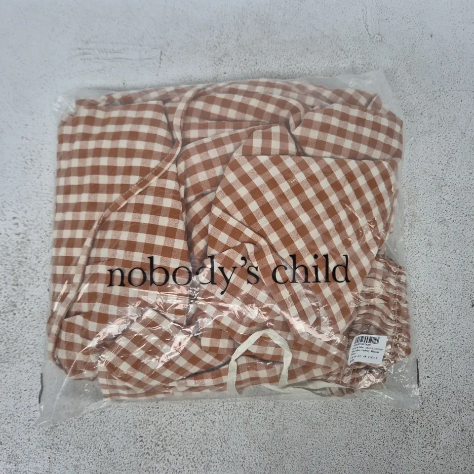 BAGGED NOBODY'S CHILD SLEEVELESS AUDREY MIDAXI DRESS IN ORANGE GINGHAM SIZE UK 10