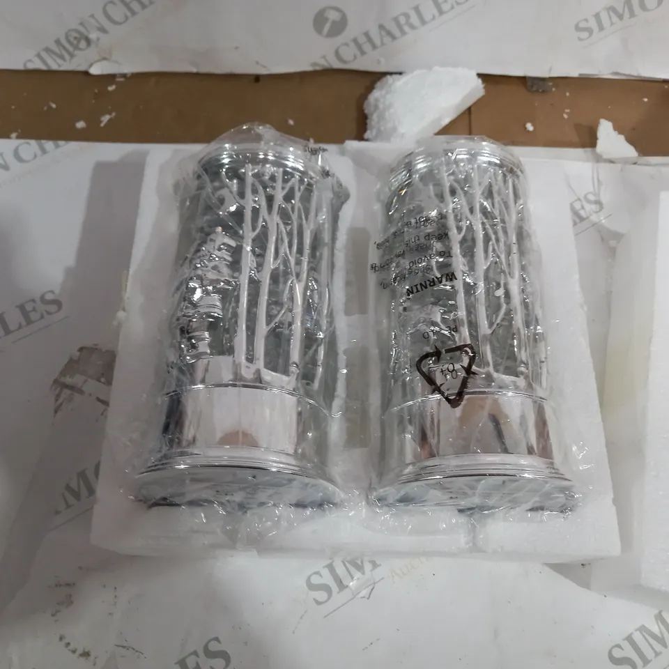 BOXED HOME REFLECTIONS SET OF PRELIT SWIRLING GLITTER SCENIC PILLARS - SILVER