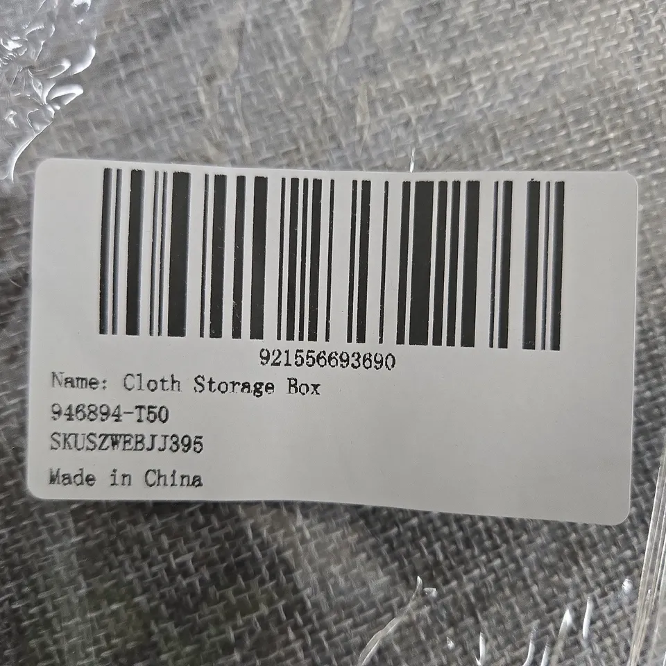 CLOTH STORAGE BOXES – SET OF 3, GREY WITH PEACH TRIM