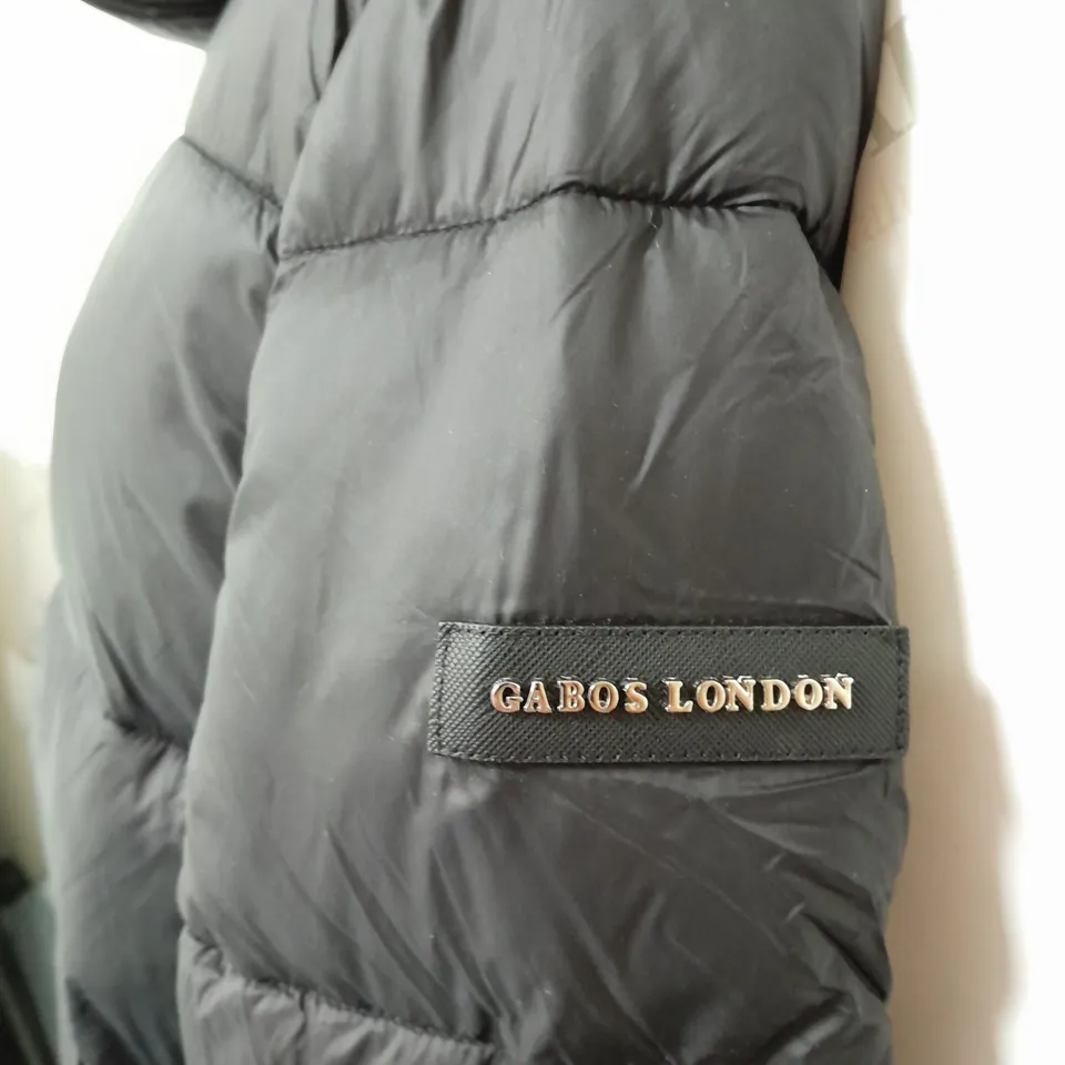 GABOS LONDON HOODED PUFFED JACKET IN BLACK SIZE S