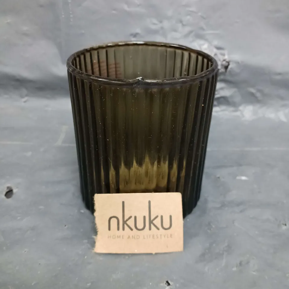 APPROXIMATELY 8 NKUKU MALANA GLASS CANDLE HOLDER IN SMOKE BROWN - COLLECTION ONLY