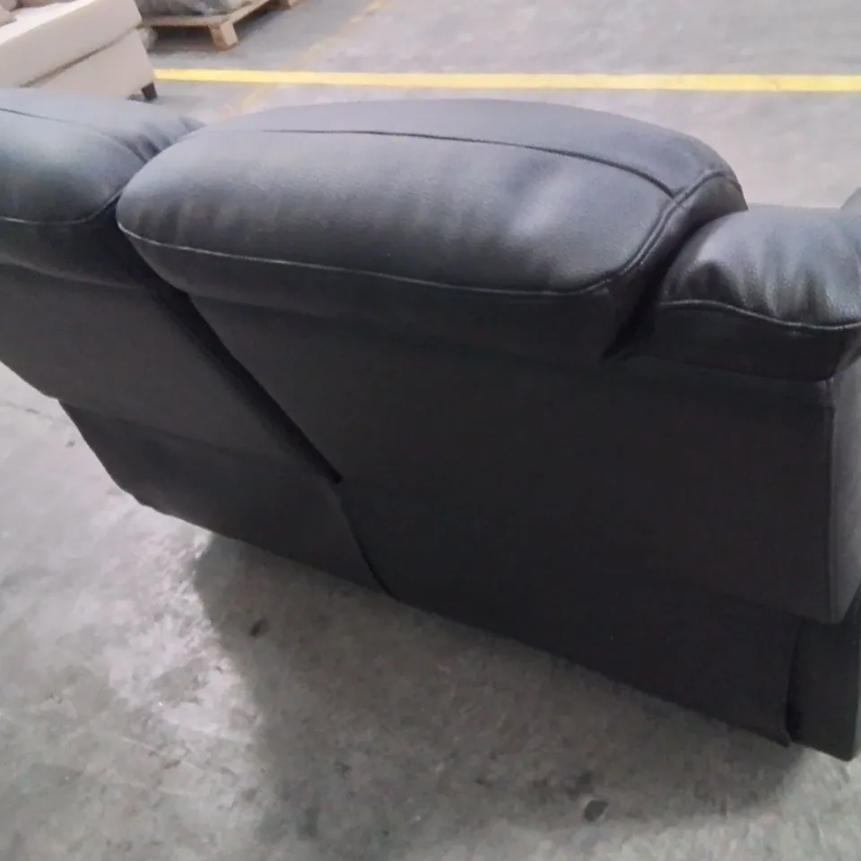 QUALITY DESIGNER FAUX LEATHER BLACK 2 SEATER RECLINER SOFA