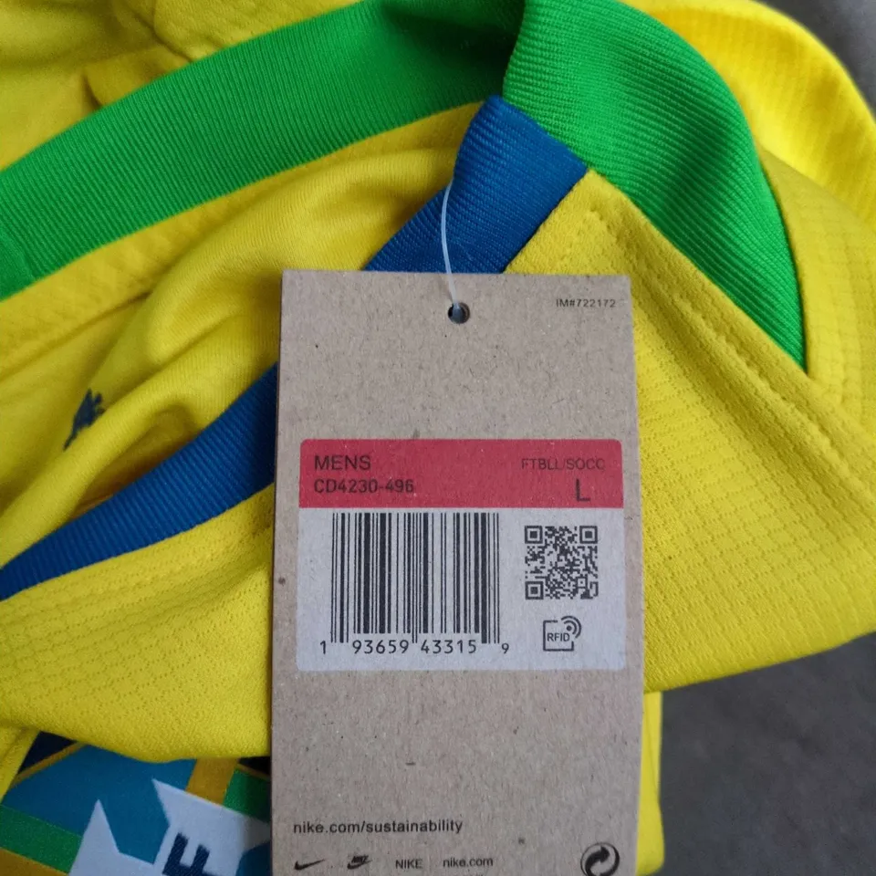 NIKE BRAZIL NATIONAL TEAM FOOTBALL JERSEY – MEN'S, YELLOW, UK LARGE (L)