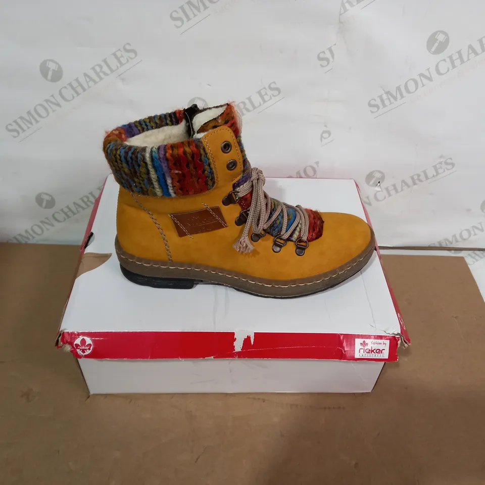 BOXED PAIR OF RIEKER BOOTS - SIZE 37