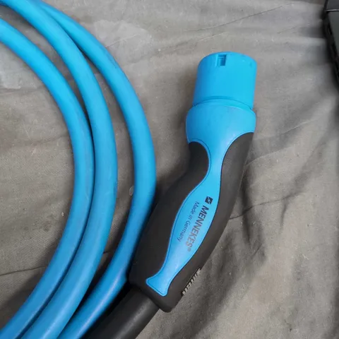 Mennekes electrical connector with blue cable - Made in Germany