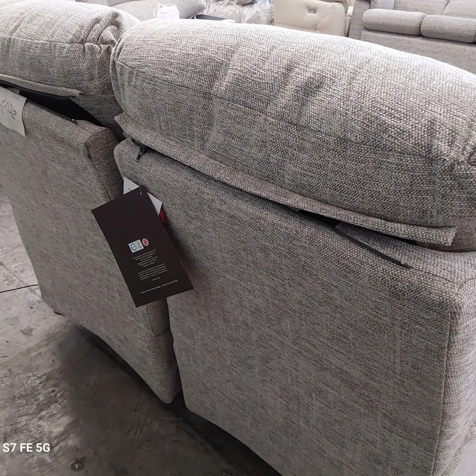 QUALITY BRITISH DESIGNER G PLAN MALVERN MANUAL RECLINING THREE SEATER SOFA DALI PEBBLE FABRIC 