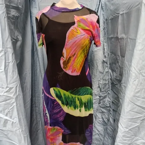 DUSK FASHION ABSTRACT MESH MAXI DRESS – FLORAL PRINT, WOMEN'S MAXI DRESS SIZE 10
