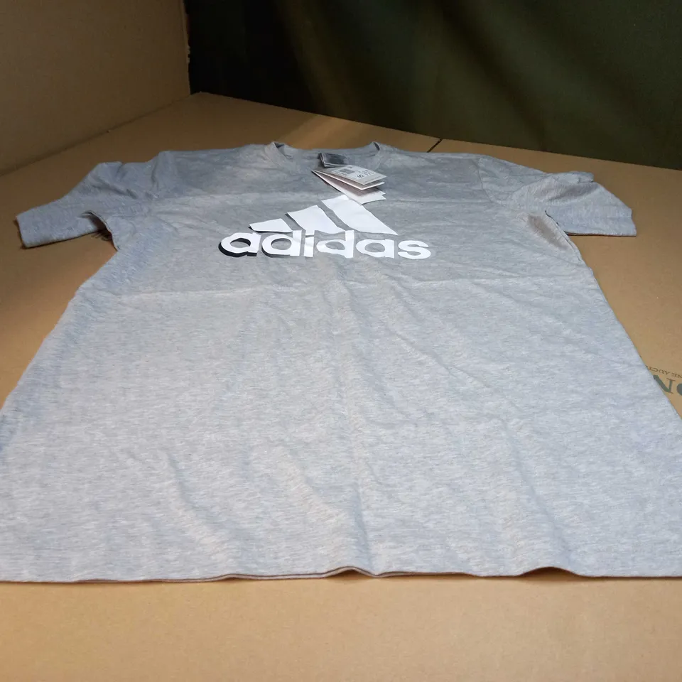 ADIDAS GREY MARL/LOGO TEE - MEDIUM