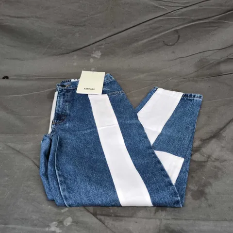 FANFARE DENIM TROUSERS WITH WHITE STRIPES – WOMEN'S SIZE 8