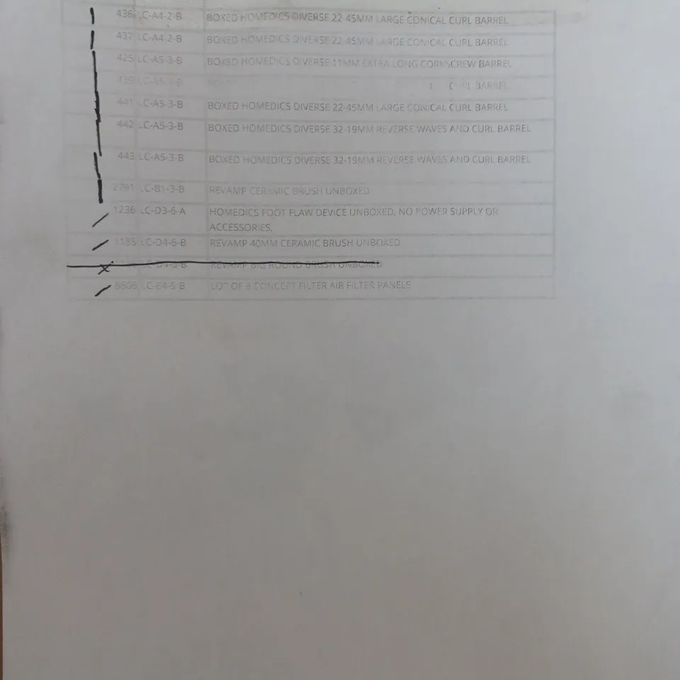 CAGE OF ASSORTED ITEAMS TO INCLUDE HOMEDICS CURL BARREL - REVAMP CERAMIC BRUSH 