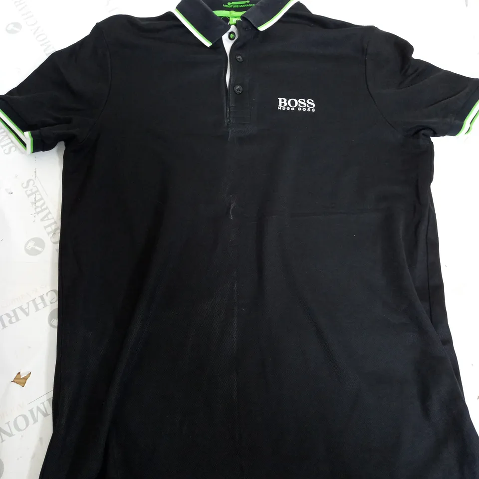 HUGO BOSS COTTON T-SHIRT IN BLACK - SMALL