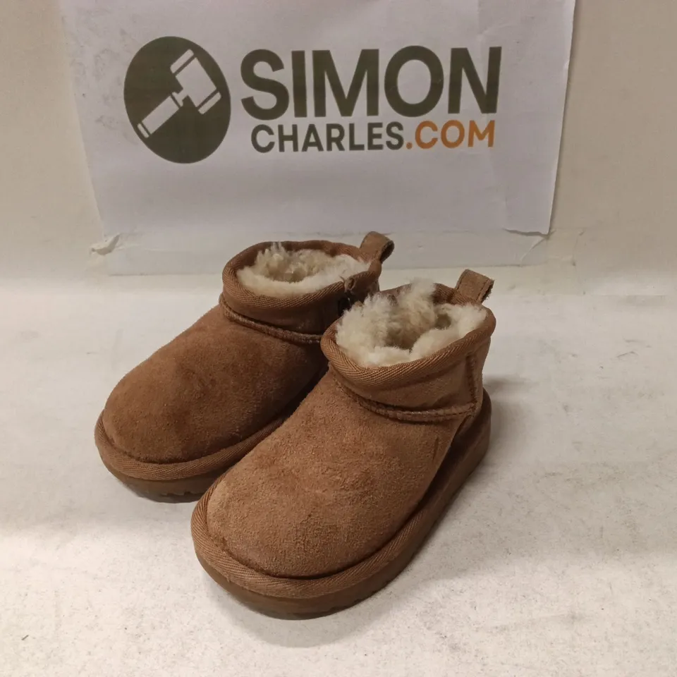 UGG Baby Boots – Brown Suede with Shearling, UK 6 (US 7)
