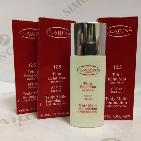 LOT OF 3 CLARINS MATTE FOUNDATION IN SHADE TOASTED ALMOND
