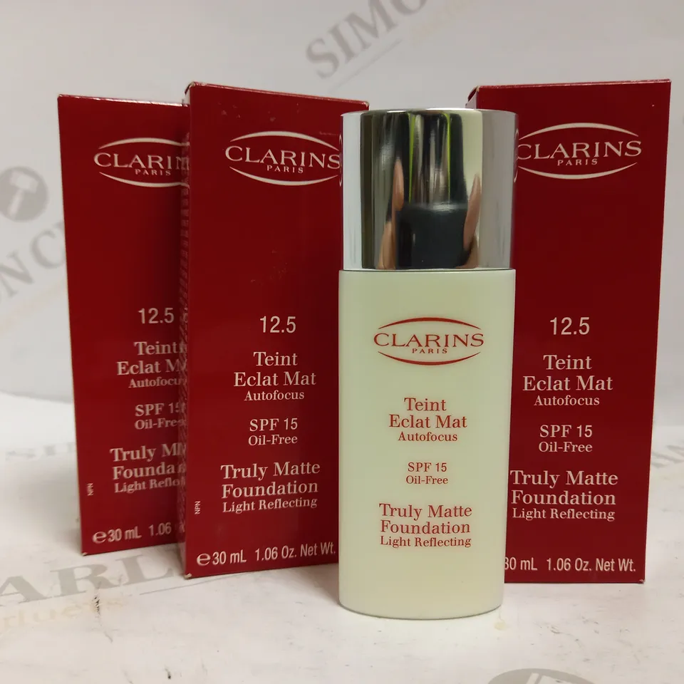LOT OF 3 CLARINS MATTE FOUNDATION IN SHADE TOASTED ALMOND
