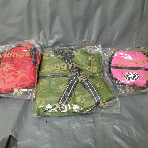 3 X SEALED DOGGYKINGS DOGS JACKETS IN VARIOUS SIZES 