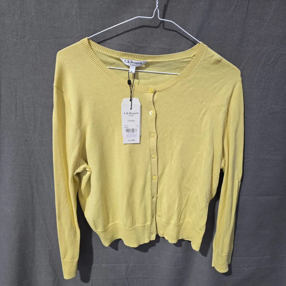 L.K. BENNETT WOMEN'S YELLOW CARDIGAN, UK SIZE L
